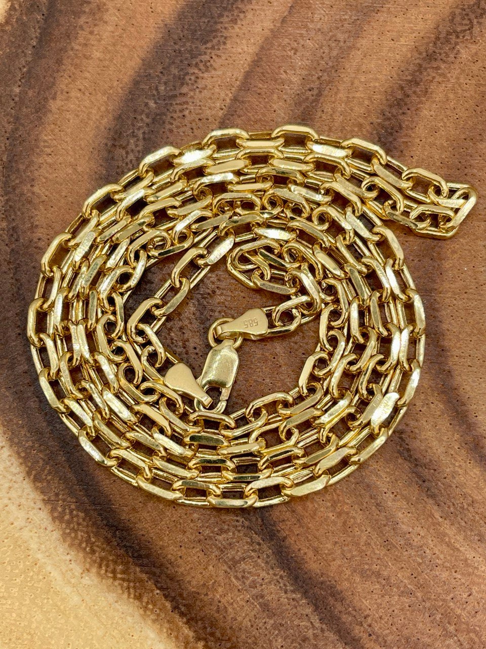 14K Solid Gold Cable Chain Necklace,Real 14K Gold Cable Links Chain,3.8mm thick_18"20"22",24"lengths,14Karat Real Gold Chain For Men/Women!