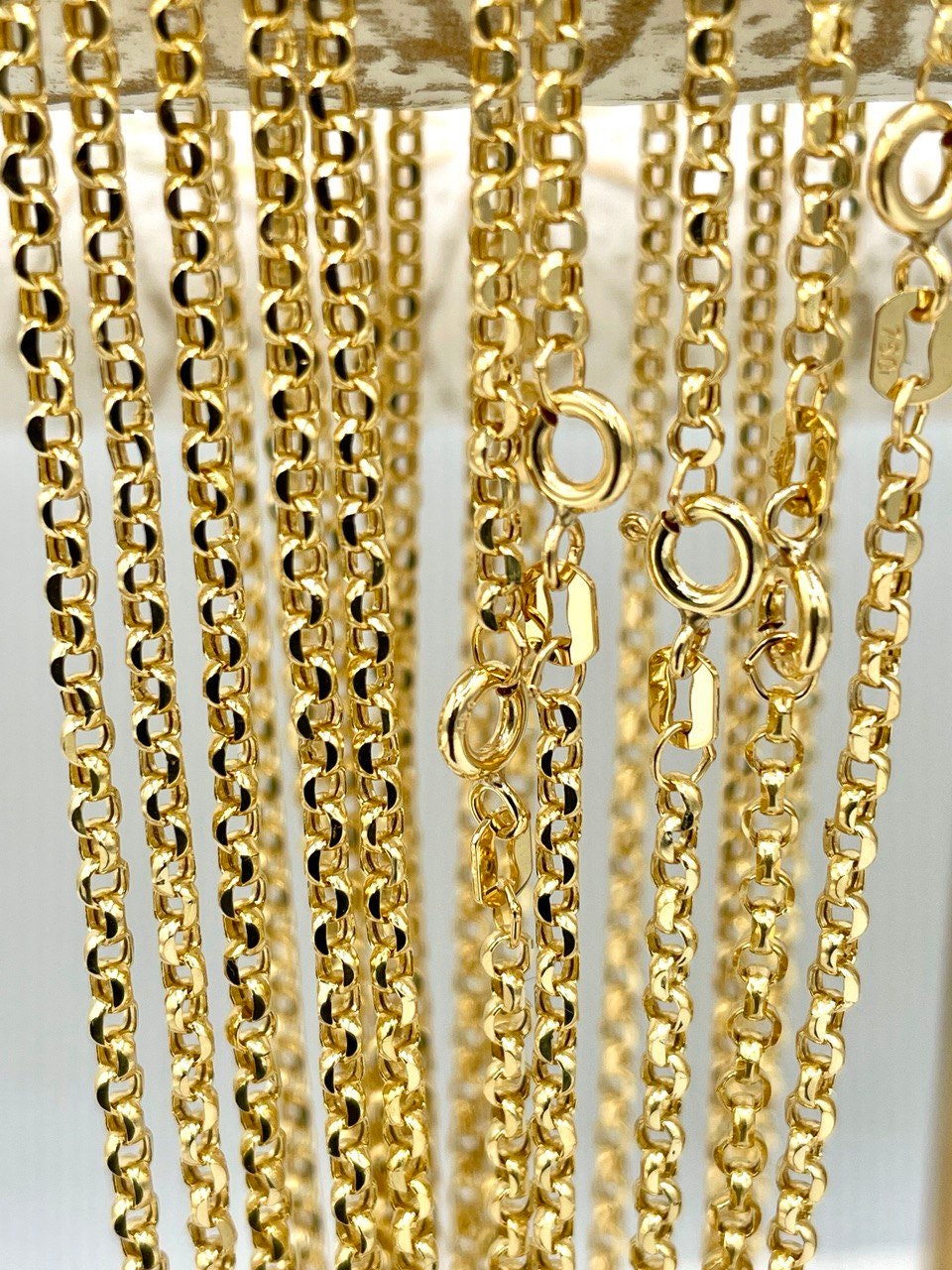 18K GOLD ROLO(2.3)NECKLACE Chain,Real Gold,SolidGold, Diamond Cut,Yellow Gold,Birthday Gift,Partner Gift,For Her,For Him,Gift For Dad.