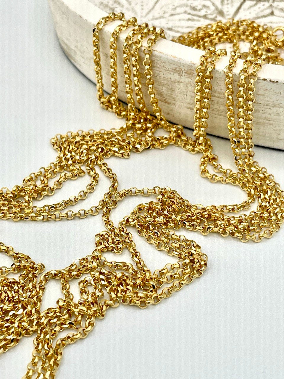 18K GOLD ROLO(2.3)NECKLACE Chain,Real Gold,SolidGold, Diamond Cut,Yellow Gold,Birthday Gift,Partner Gift,For Her,For Him,Gift For Dad.