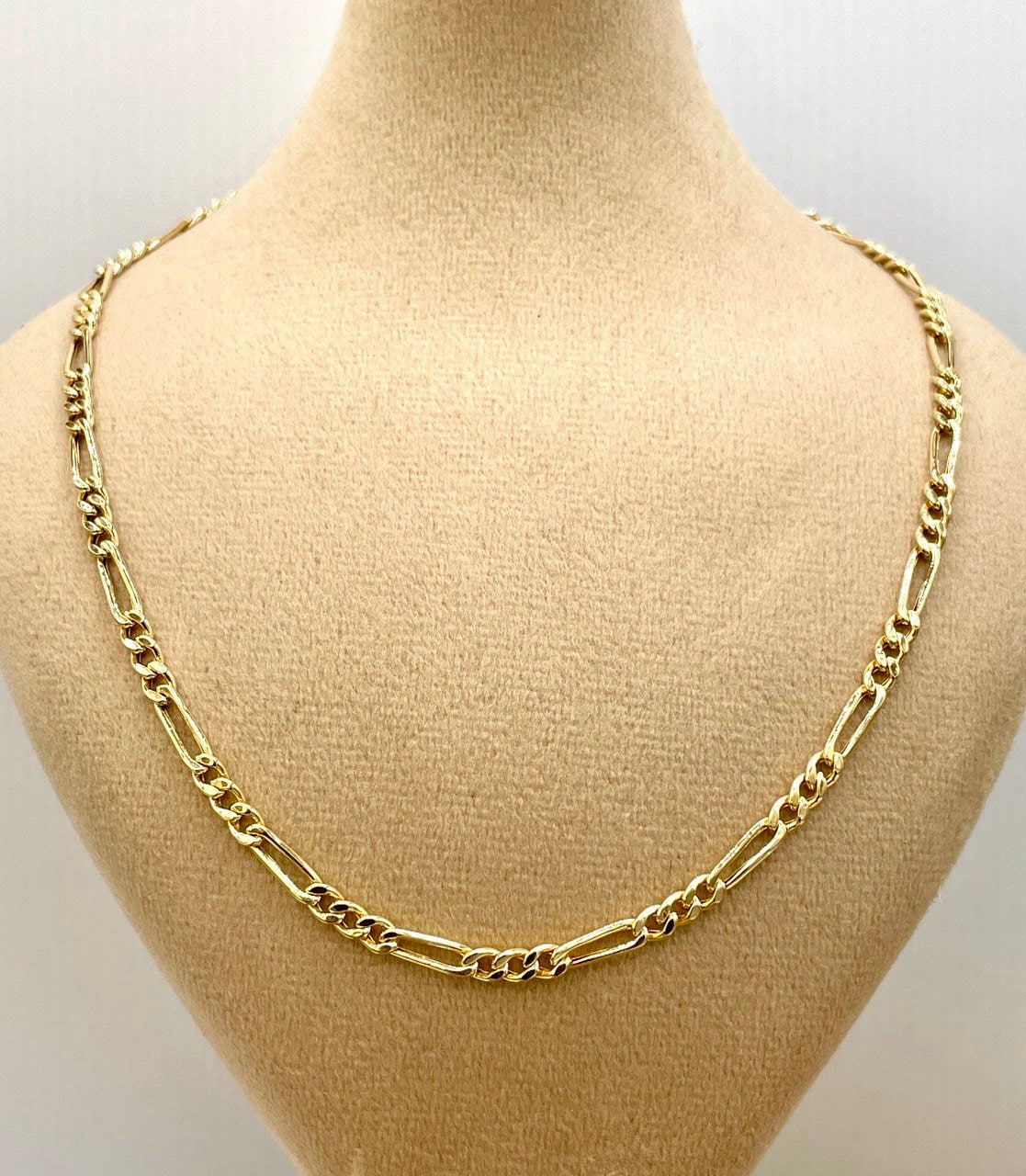 18K Gold Figaro Chain Necklace, Real 18K Chunky Gold Figaro Link Chain for Men/Women(3.5mm)_18 to 22 inches 18K Gold Chain, Birthday Gift!