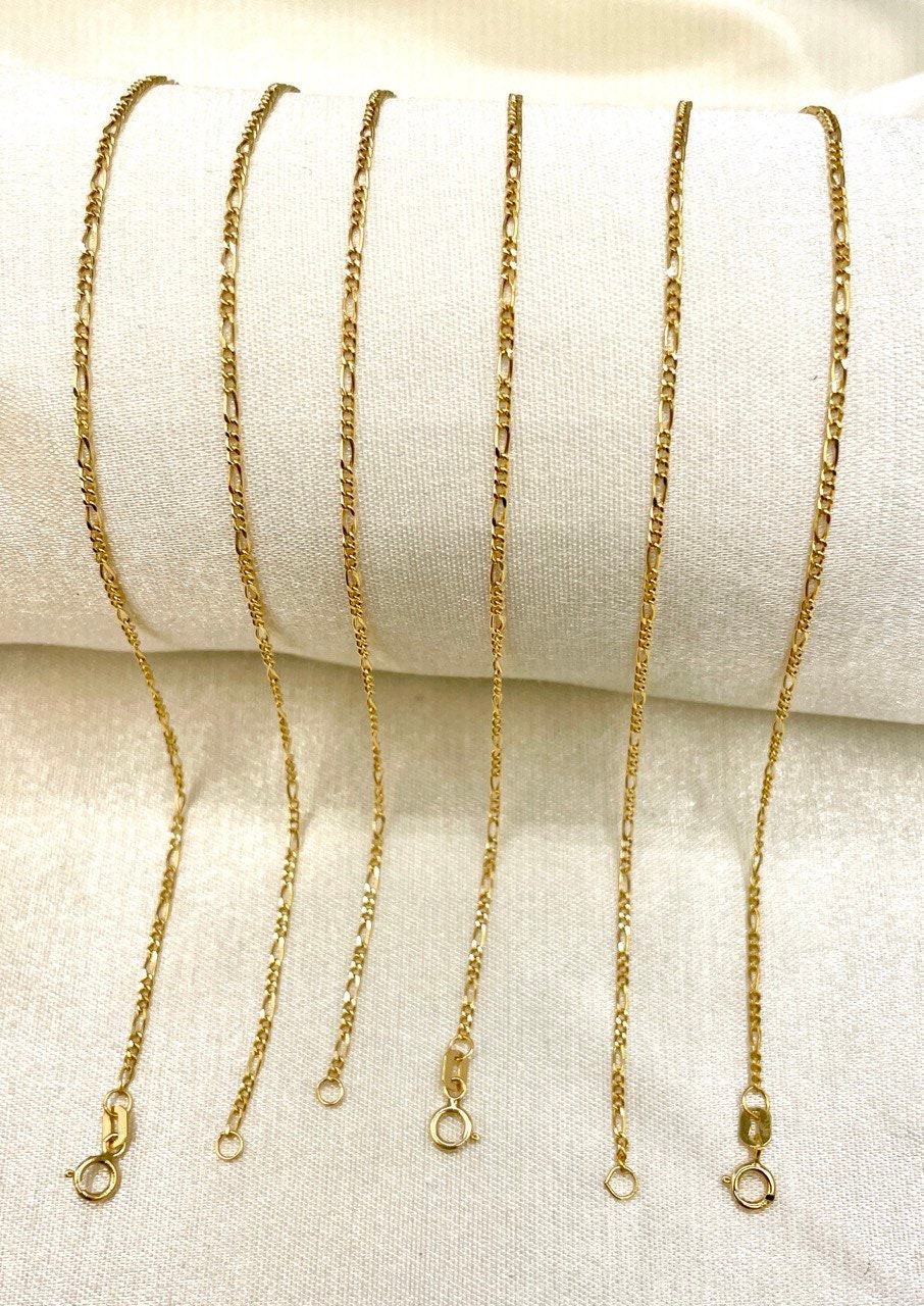 18Karat Gold Figaro Necklace Chain,Solid Gold Necklace,(1.6mm)Thick,Real Gold,Birthday Gift,Partner Gift,For Her,For Him,Gift For Mom.