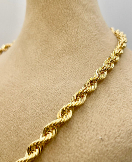 18Karat Gold Rope Chain Necklace Chain,Real 18K Gold,solid Heavy Gold,(5mm)Thick,Chunky Necklace Chain For Men/Women,Birthday Gift.