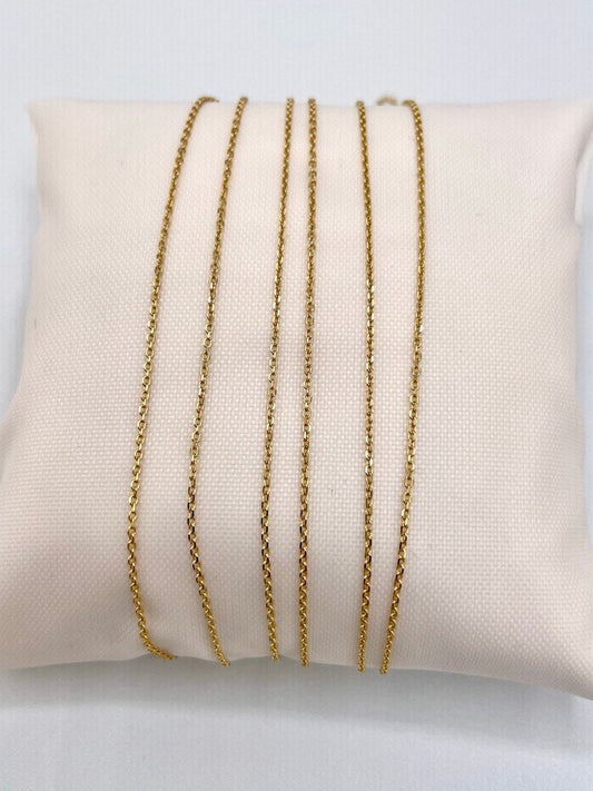 18Karat Gold Cable Necklace Chain,Real Solid 18K Gold,(1mm)Thick Diamond Cut,Birthday Gift,Gift For Men/Women,Gift For Mom,Anniversary Gift.