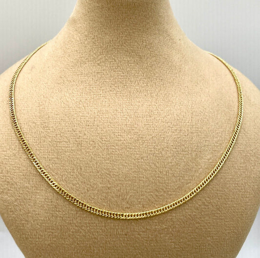 18K GOLD DOUBLE CURB(2.1mm)Necklace Chain,Diamond Cut,Birthday Gift,Partner Gift,For Her,For Him,Gift For Dad,Gift For Mom,New Style.