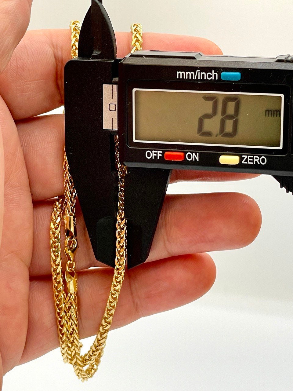 18Karat Gold Franco Necklace Chain,Real Solid 18Karat Gold(2.8mm)Thick,Yellow Gold,Chunky Necklace Chain,Birthday Gift,Gift for Men/Women.