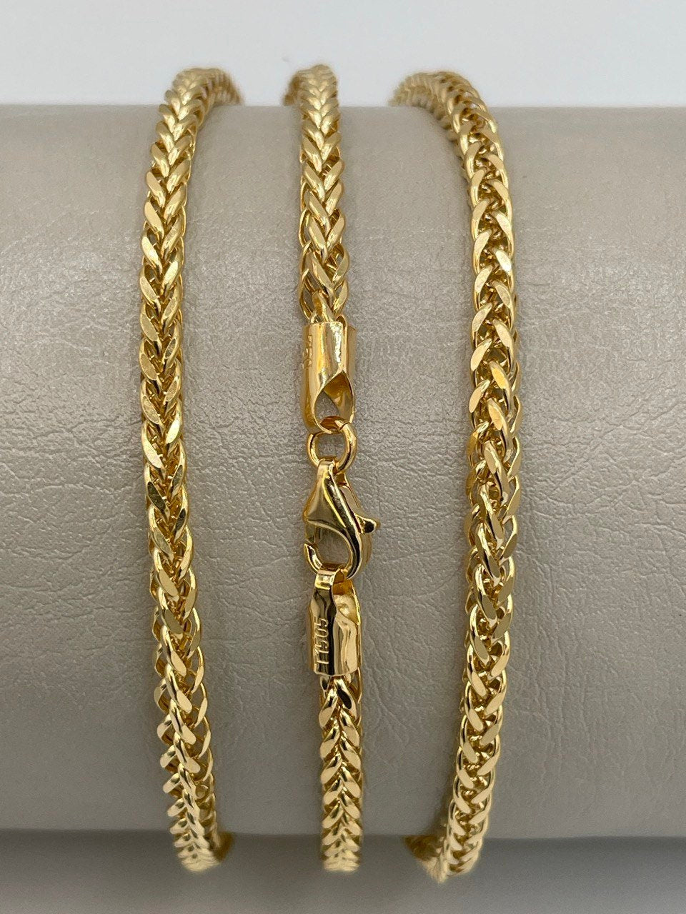18Karat Gold Franco Necklace Chain,Real Solid 18Karat Gold(2.8mm)Thick,Yellow Gold,Chunky Necklace Chain,Birthday Gift,Gift for Men/Women.