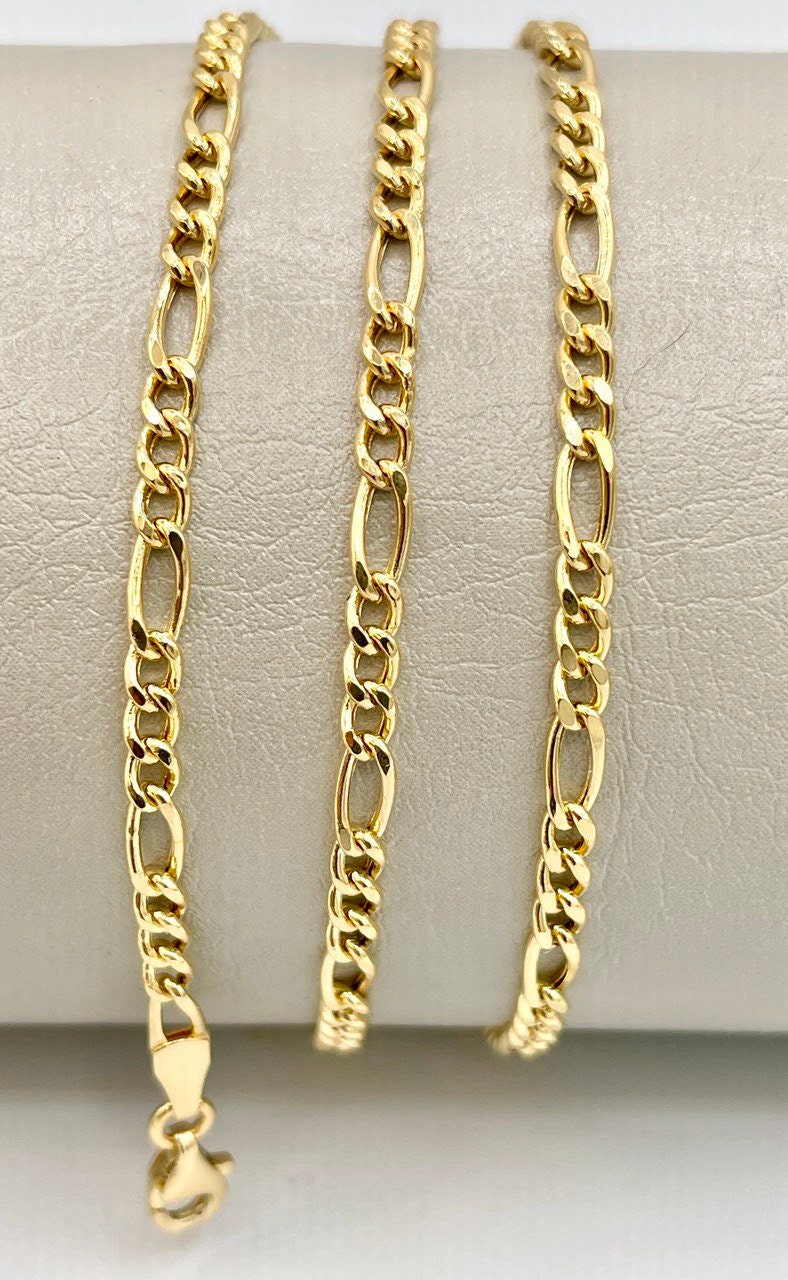 18K Gold Figaro Necklace Chain,Real Solid 18K gold,(2.8mm)Thick Yellow Gold,Birthday Gift,Anniversary Gift,Gift For Men/Women,Partner Gift.