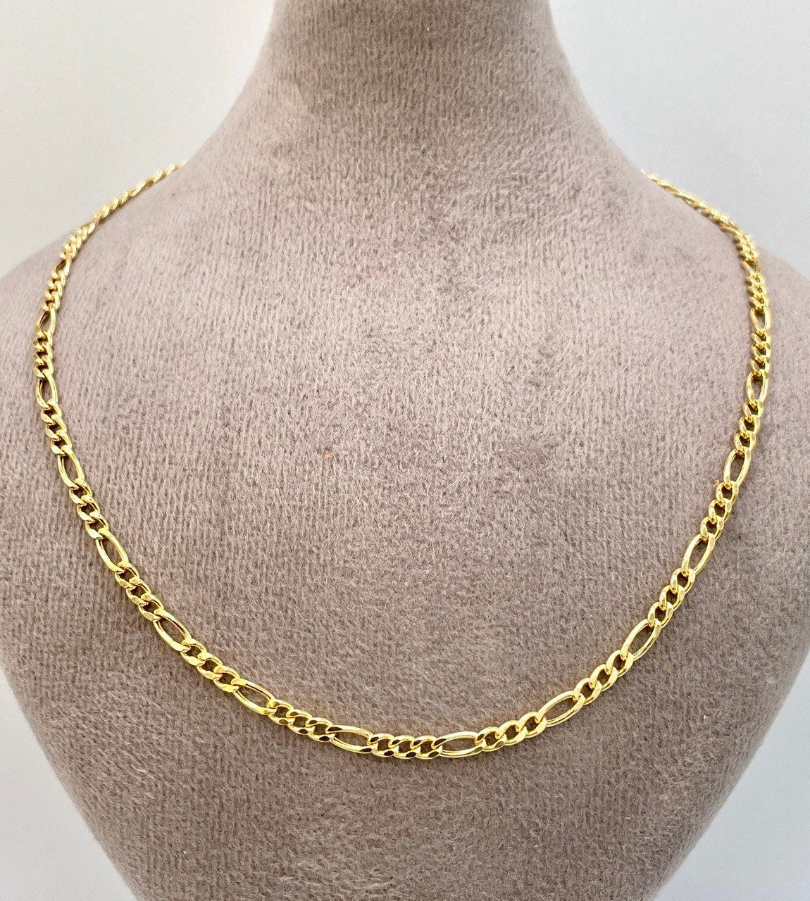 18K Gold Figaro Necklace Chain,Real Solid 18K gold,(2.8mm)Thick Yellow Gold,Birthday Gift,Anniversary Gift,Gift For Men/Women,Partner Gift.