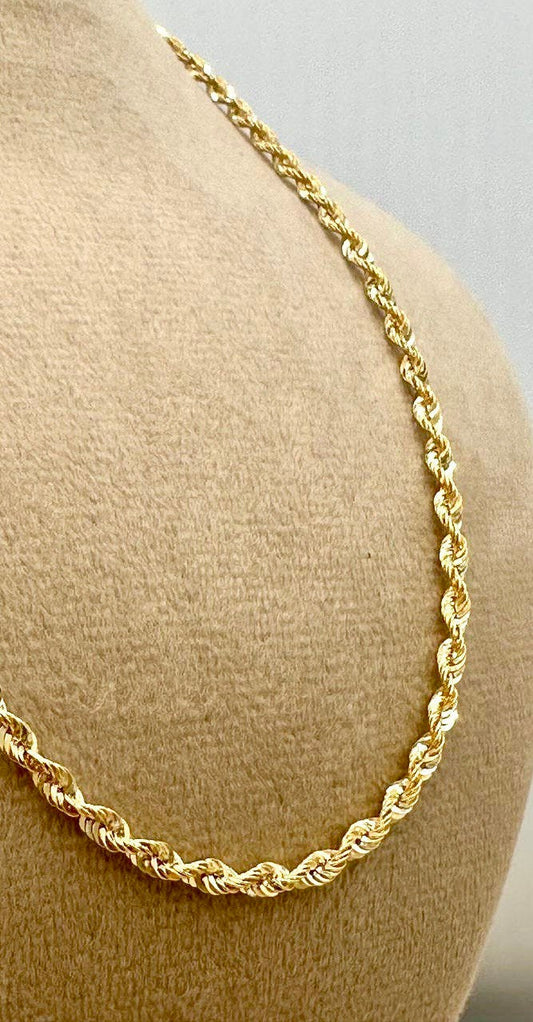18Karat Gold Rope Chain Necklace Chain,Real Solid 18K Gold,(2.6mm)Thick,Yellow Gold,Birthday Gift,Anniversary Gift,PartnerGift For Men/Women