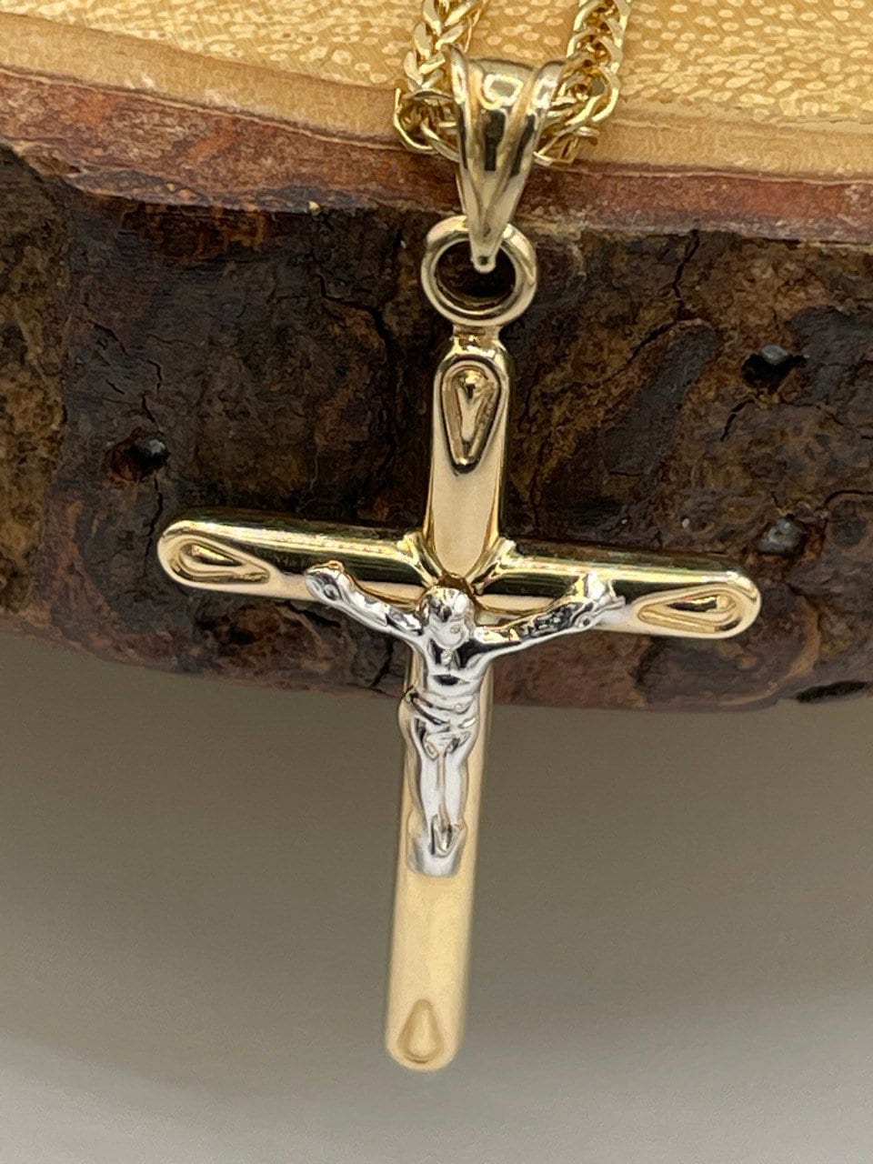 18K GOLD CROSS NECKLACE,Real Gold,Crucifix Necklace,Jesus Cross,Birthday Gift,Franco Necklace,Partner Gift,For Her,For Him,Christmas Gift.