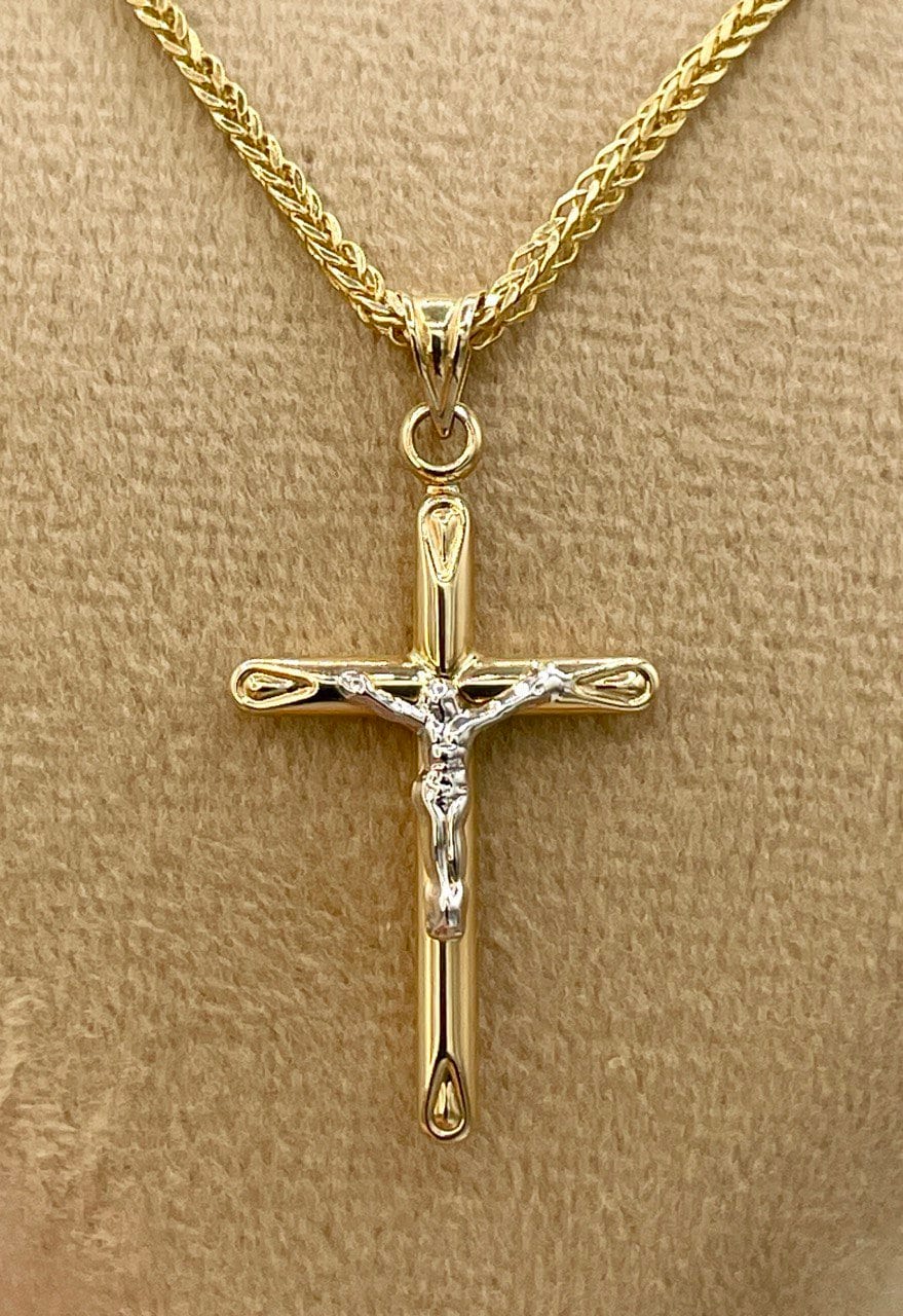 18K GOLD CROSS NECKLACE,Real Gold,Crucifix Necklace,Jesus Cross,Birthday Gift,Franco Necklace,Partner Gift,For Her,For Him,Christmas Gift.