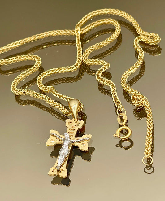 18K GOLD Heavy SOLID CROSS(1")Necklace,Real gold,Franco Necklace,Jesus Cross,Crucifix Necklace,Birthday Gift,Partner Gift,For Her,For Him.