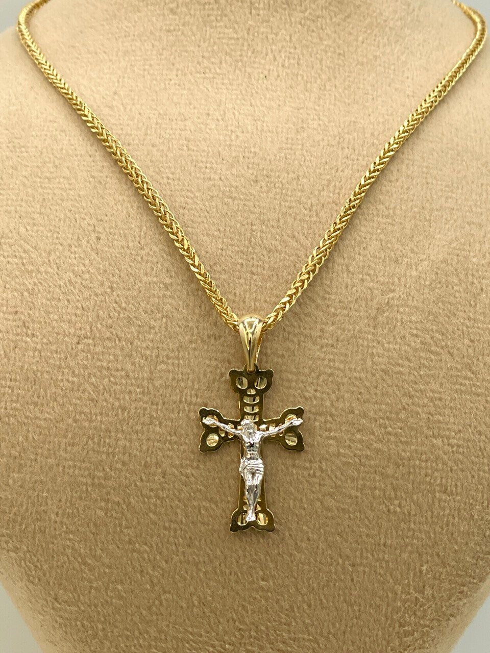 18K GOLD Heavy SOLID CROSS(1")Necklace,Real gold,Franco Necklace,Jesus Cross,Crucifix Necklace,Birthday Gift,Partner Gift,For Her,For Him.