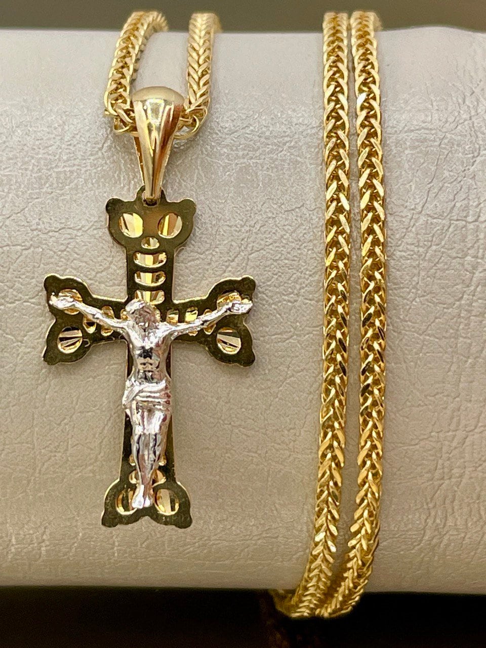 18K GOLD Heavy SOLID CROSS(1")Necklace,Real gold,Franco Necklace,Jesus Cross,Crucifix Necklace,Birthday Gift,Partner Gift,For Her,For Him.