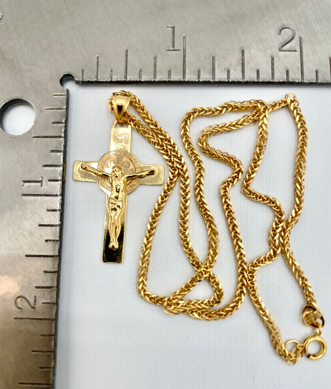 18Karat Gold Cross Necklace Chain,Crusifix Necklace,Jesus Cross,Franco Necklace Chain, Birthday Gift,Gift For Partner Men/Women,Gift For Mom