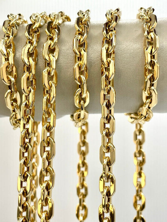 18K GOLD CABLE PARALLEL(6.5mm)Necklace Chain,Real Gold,Shainy Necklace,Chunky Gold Chain,Birthday Gift,Partner Gift,For Her,For Him.