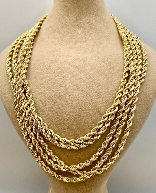 18K GOLD ROPE CHAIN Necklace,Solid Gold,Real 18K Gold Rope Chain Link Chain,3.8mm thick_22"_24"lengths,18Karat Real Gold Chain For Men/Women