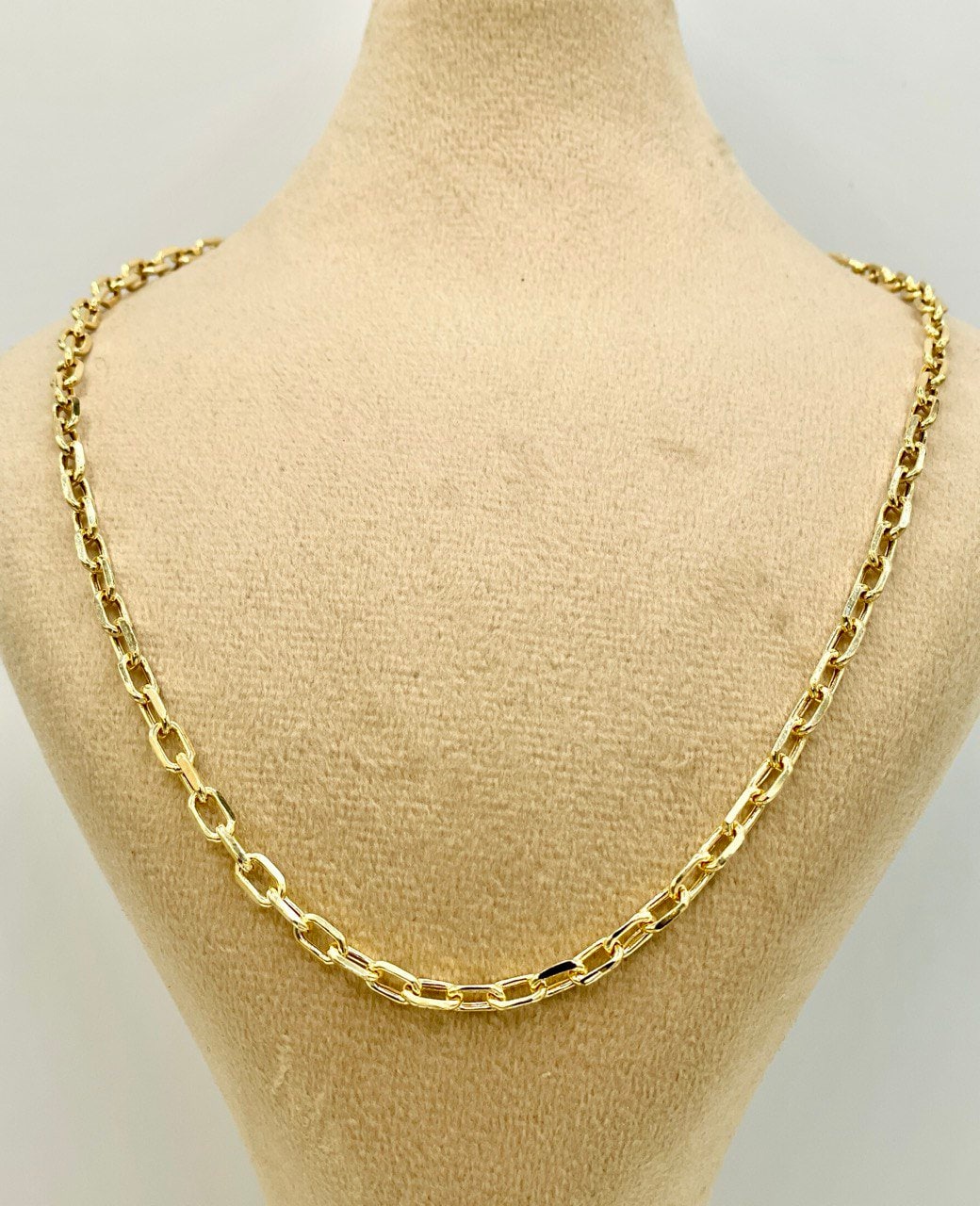 14K Solid Gold Cable Chain Necklace,Real 14K Gold Cable Links Chain,3.8mm thick_18"20"22",24"lengths,14Karat Real Gold Chain For Men/Women!