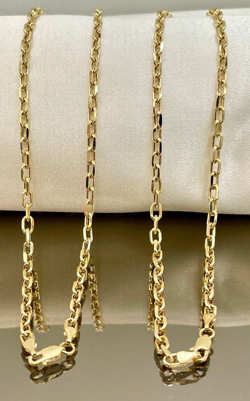 14K Solid Gold Cable Chain Necklace,Real 14K Gold Cable Links Chain,3.8mm thick_18"20"22",24"lengths,14Karat Real Gold Chain For Men/Women!
