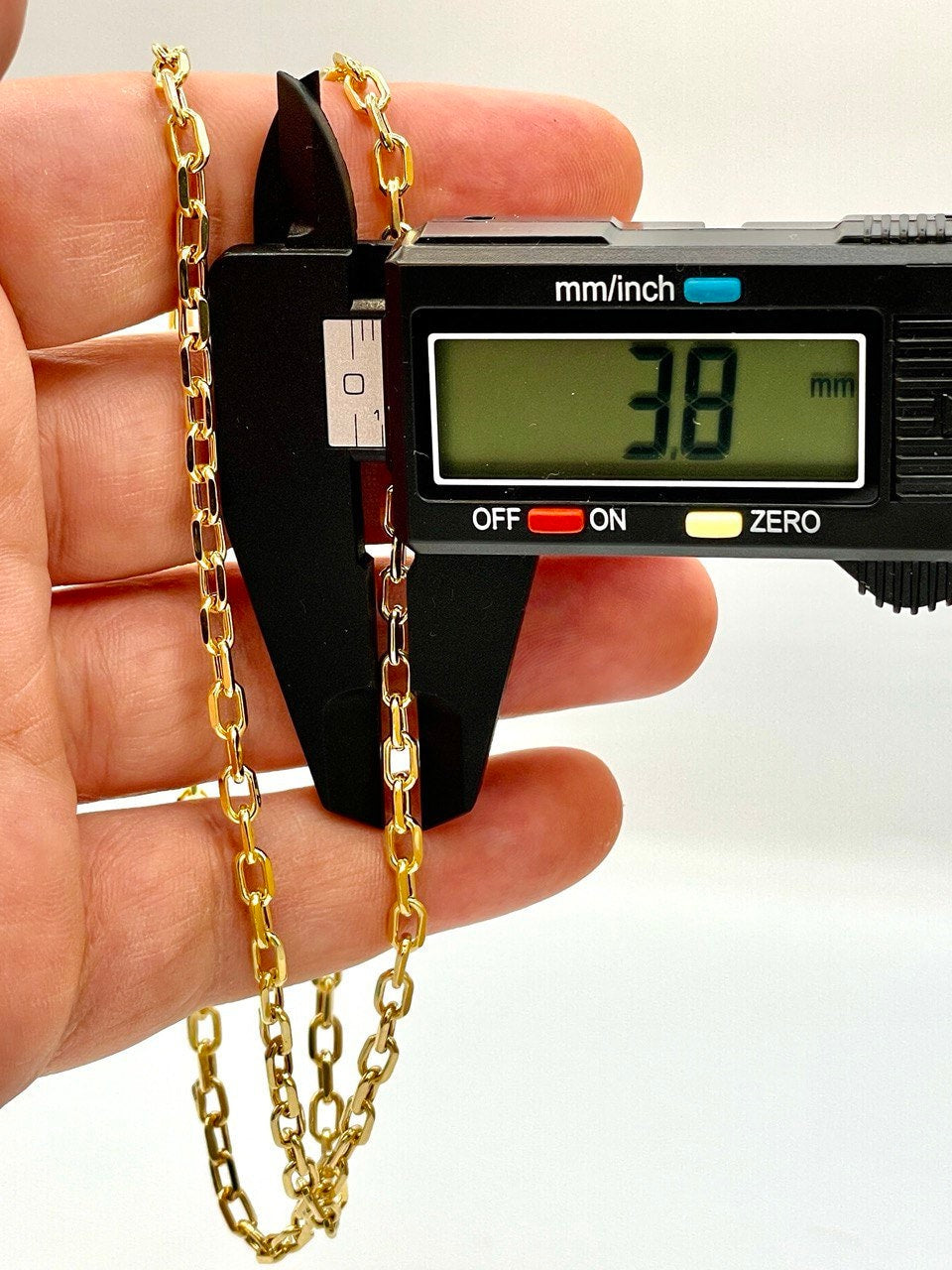 14K Solid Gold Cable Chain Necklace,Real 14K Gold Cable Links Chain,3.8mm thick_18"20"22",24"lengths,14Karat Real Gold Chain For Men/Women!