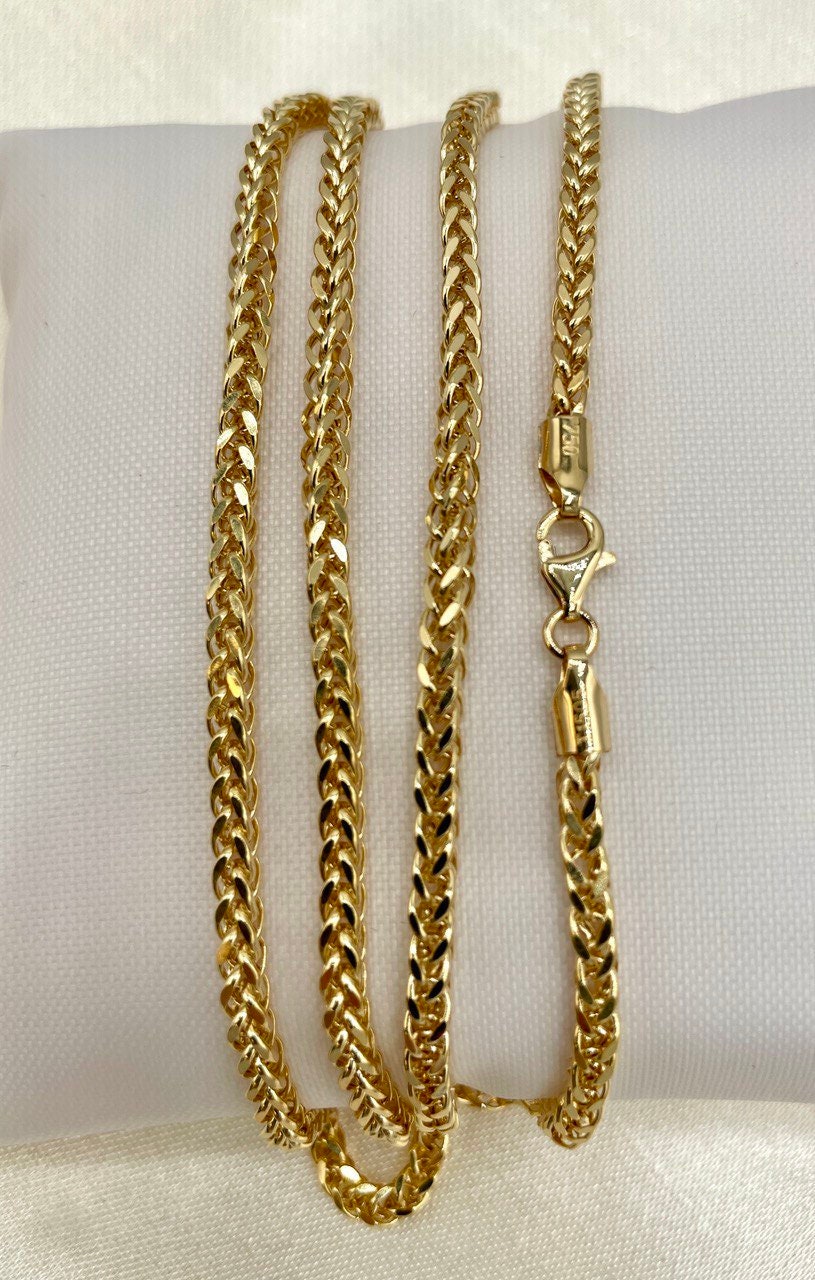 18Karat Gold Franco Necklace Chain,Real Solid 18Karat Gold(2.8mm)Thick,Yellow Gold,Chunky Necklace Chain,Birthday Gift,Gift for Men/Women.