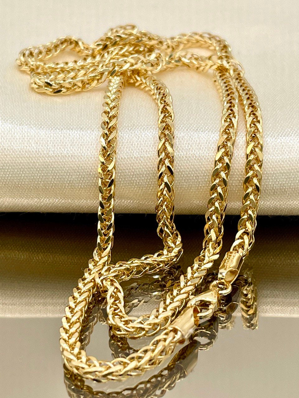 18Karat Gold Franco Necklace Chain,Real Solid 18Karat Gold(2.8mm)Thick,Yellow Gold,Chunky Necklace Chain,Birthday Gift,Gift for Men/Women.
