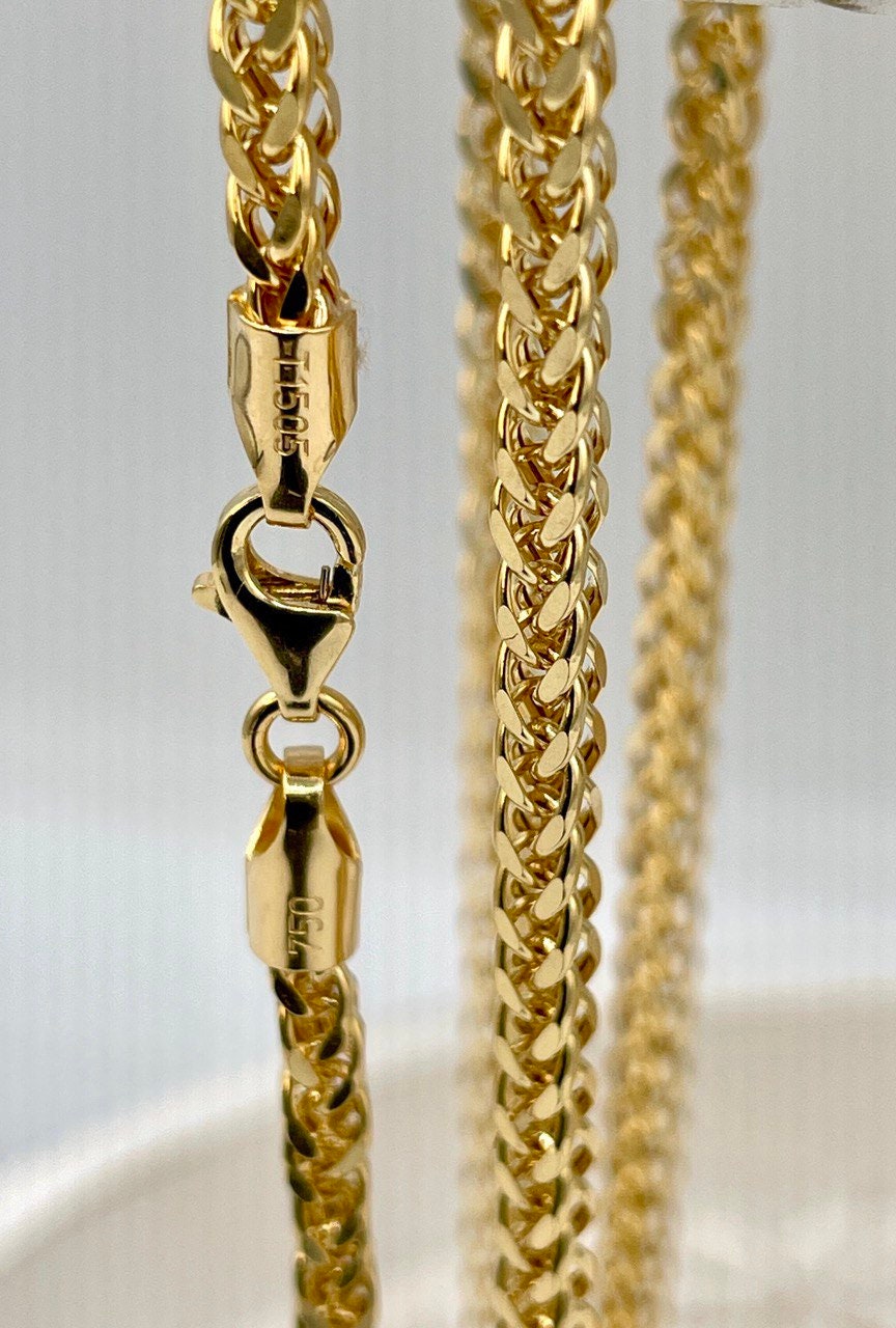 18Karat Gold Franco Necklace Chain,Real Solid 18Karat Gold(2.8mm)Thick,Yellow Gold,Chunky Necklace Chain,Birthday Gift,Gift for Men/Women.