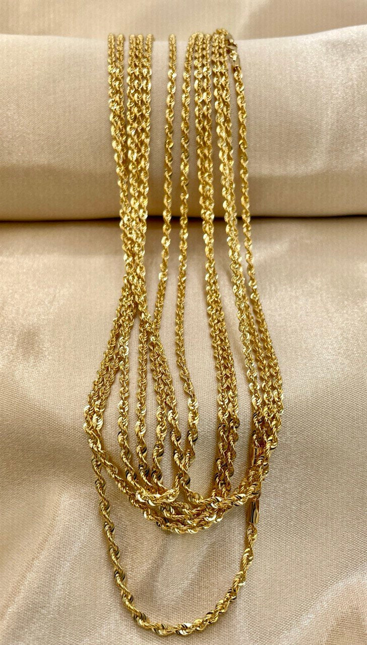 18Karat Gold Rope Chain Necklace Chain,Real Solid 18K Gold,(2.6mm)Thick,Yellow Gold,Birthday Gift,Anniversary Gift,PartnerGift For Men/Women