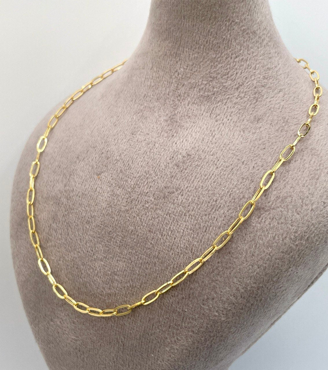 18Karat Gold Paperclip Necklace Chain,Real Solid Gold(2.7mm)Thick,Gift For Mom,Birthday Gift,Anniversary Gift,Partner Gift for Men/Women.