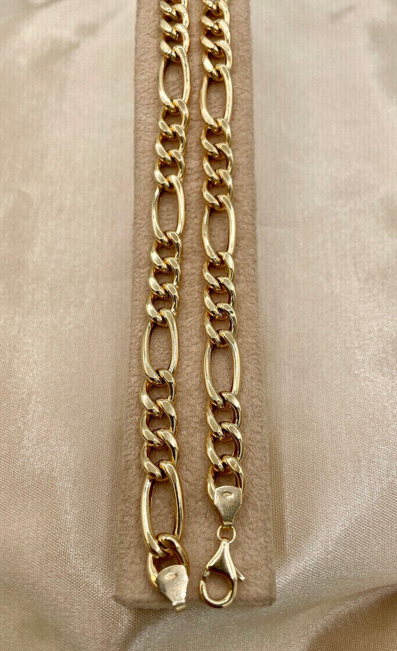 18Karat Gold Figaro Chain Necklace, Real 18K Gold Figaro Monaco Links Chain, Chunky Figaro , Gold Chain For Men/Women, Beautifully Crafted!