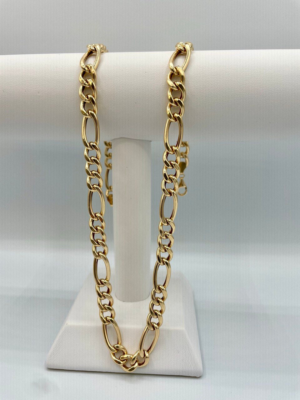 18Karat Gold Figaro Chain Necklace, Real 18K Gold Figaro Monaco Links Chain, Chunky Figaro , Gold Chain For Men/Women, Beautifully Crafted!
