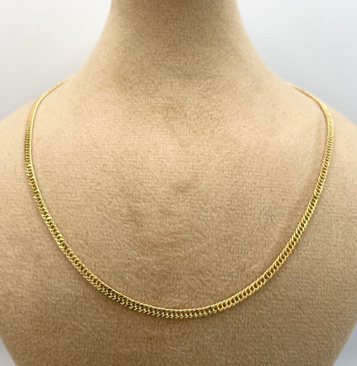 18K GOLD Double CURB NECKLACE (2.1mm)Solid Gold,Real Gold,Necklace Chain,For Her,For Him,Birthday Gift,Christmas Gift For Dad,Gift For Mom.