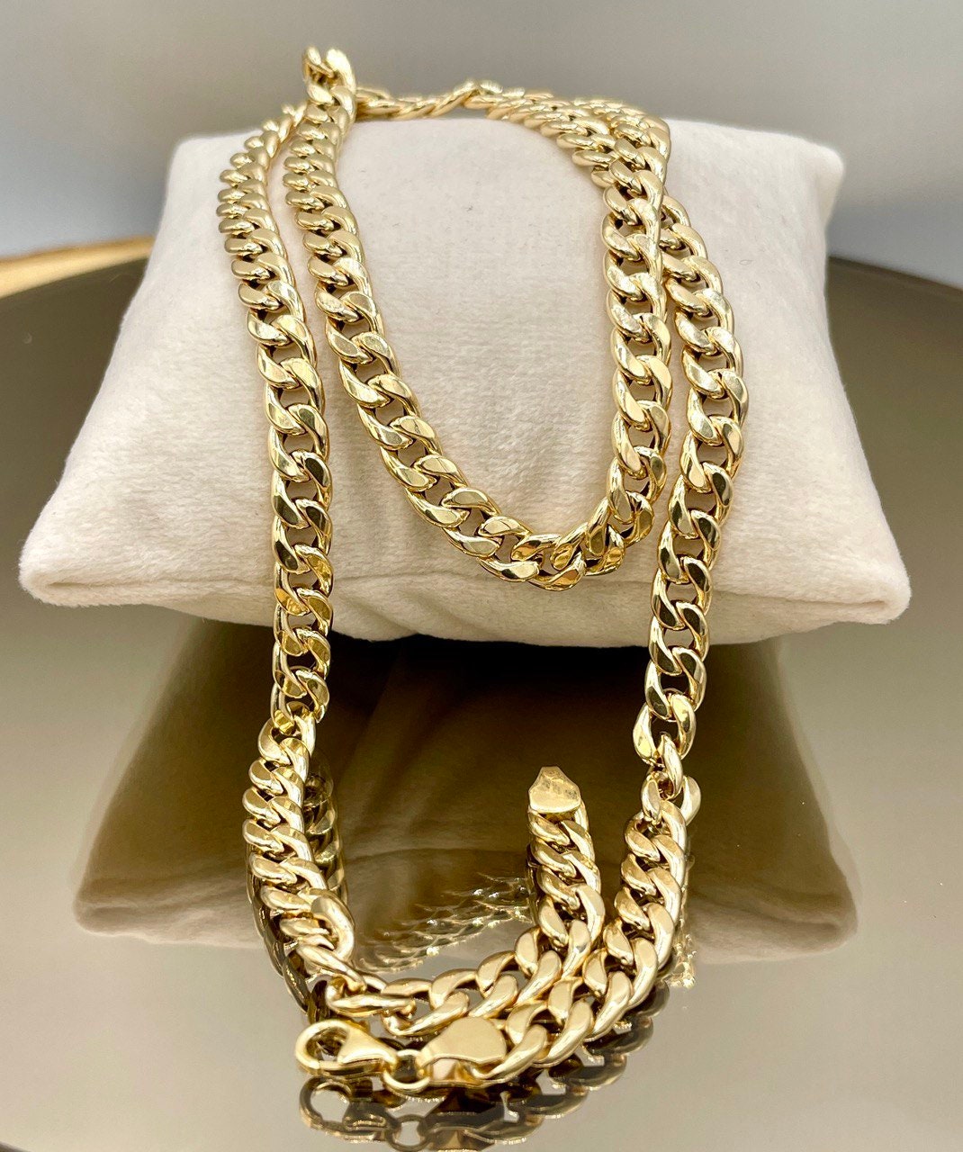 18Karat Gold Miami Cuban Chain Necklace, Real 18Karat Gold Curb Links Chain, 5.6 MM Width, Real Gold Chain for Men/Women, Chunky Gold Chain!