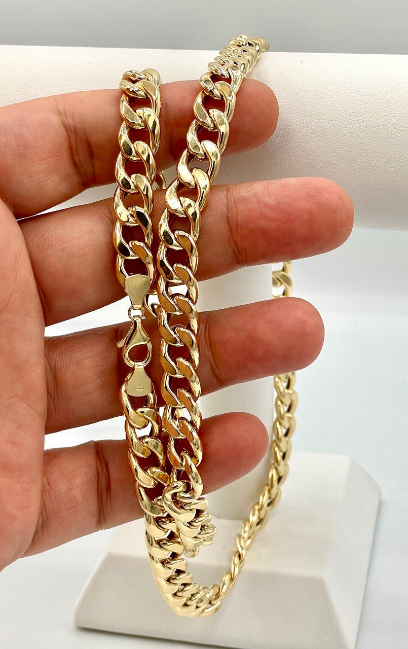 18Karat Gold Curb Necklace (9.4mm) Thick,Real gold,chunky Necklace Chain,Cuban Necklace Link Chain,Birthday Gift ,Gift For Men/Women!