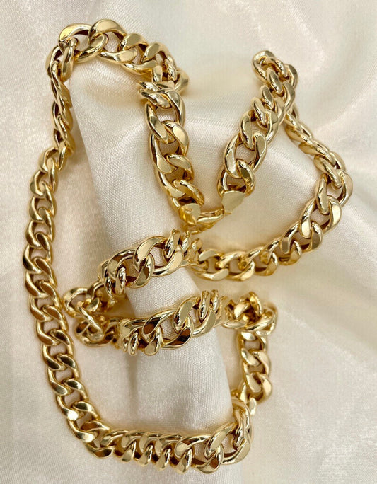 18Karat Gold Curb Necklace (9.4mm) Thick,Real gold,chunky Necklace Chain,Cuban Necklace Link Chain,Birthday Gift ,Gift For Men/Women!