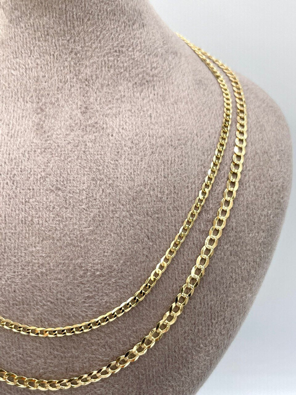 Solid Gold 18K Curb Chain Necklace, Real 18K Gold Miami Cuban Links Chain, 2.2 MM_3 MM Thick, Real Gold Chain for Him/Her, Birthday Gift