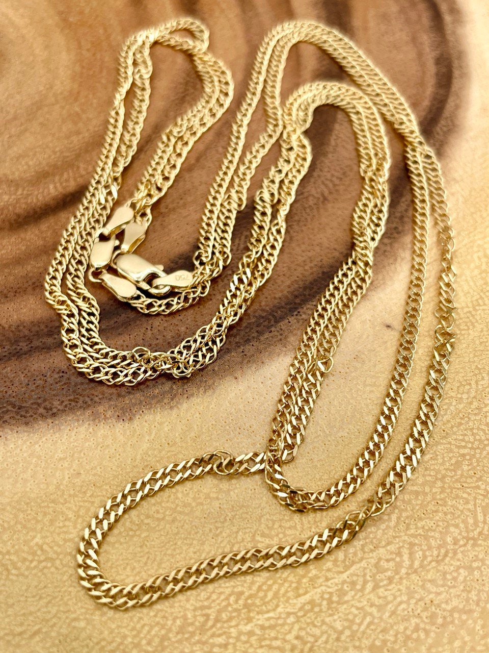 18K Gold Singapor Necklace Chain,Real Solid 18K Gold,Diamond cut and so shiny ,18k Gold Twisted chain , Gold Singapore chain, Unisex chain.