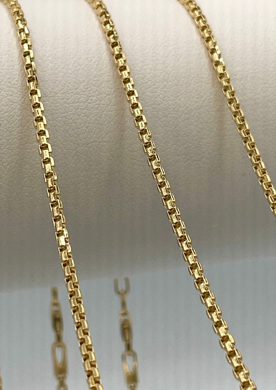 18k Gold Box Chain Necklace,1.5mm(Thick) Real Solid Gold,Timeless Elegance and Luxury Redefined,Gift for Women/Men
