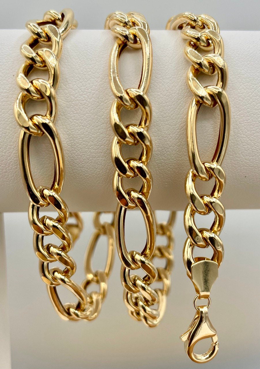 18Karat Gold Figaro Chain Necklace, Real 18K Gold Figaro Monaco Links Chain, Chunky Figaro , Gold Chain For Men/Women, Beautifully Crafted!