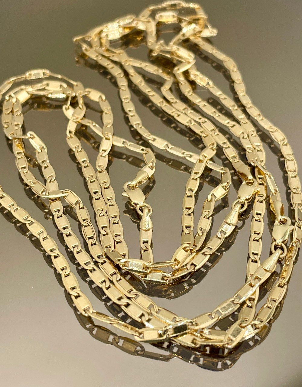14k Gold ANCHOR CHAIN Necklace,3mm ,Mariner chain Active, 14k Real Gold chain, 14k Gold Mariner necklace ,gift necklace, Christmas Gift