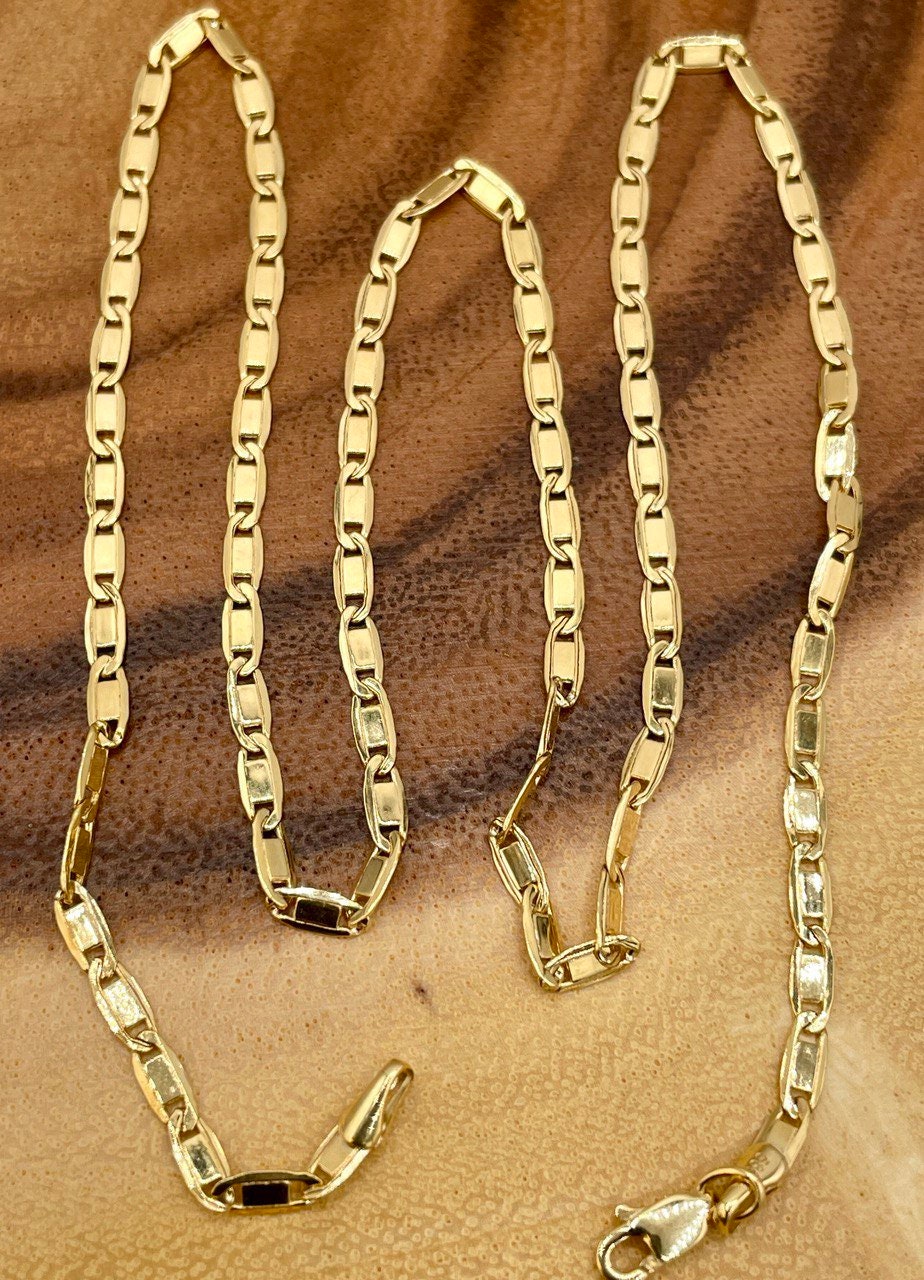 14k Gold ANCHOR CHAIN Necklace,3mm ,Mariner chain Active, 14k Real Gold chain, 14k Gold Mariner necklace ,gift necklace, Christmas Gift