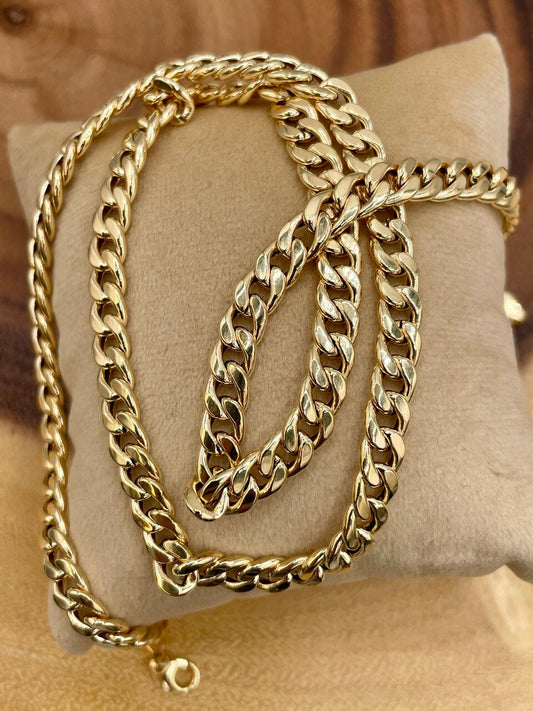 18Karat Gold Miami Cuban Chain Necklace, Real 18Karat Gold Curb Links Chain, 5.6 MM Width, Real Gold Chain for Men/Women, Chunky Gold Chain!
