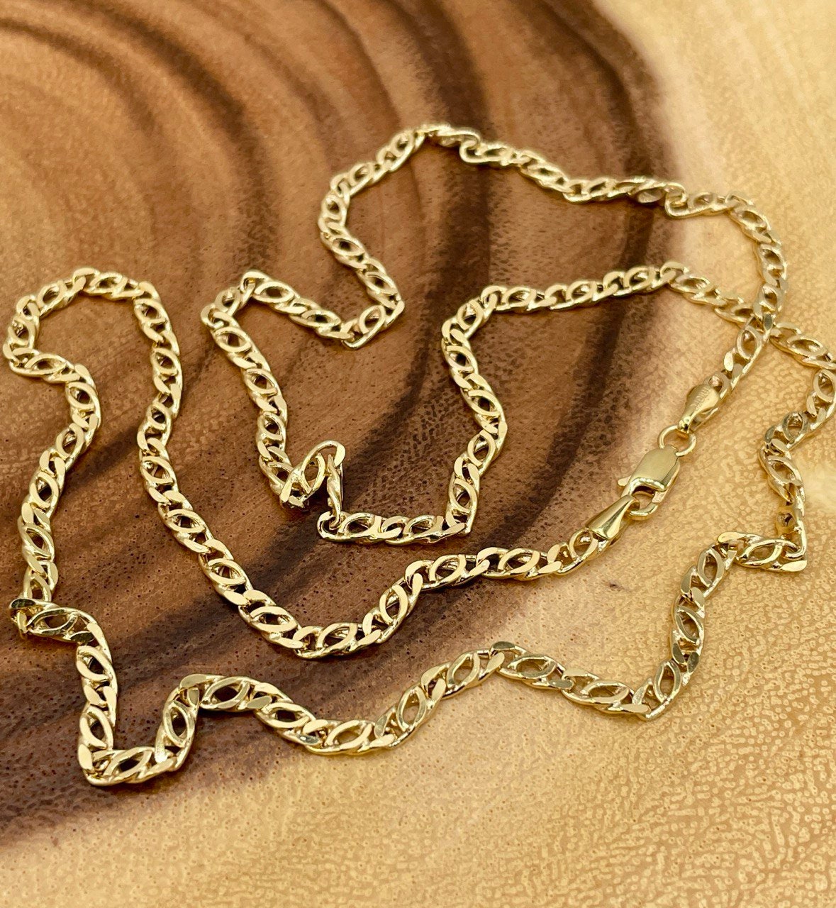 14K Gold Cable Necklace20" 24",14K Gold Nona Double Link Chain Necklace for Men/Women, Layering Delicate New Design Tiger EYES,Birthday Gift