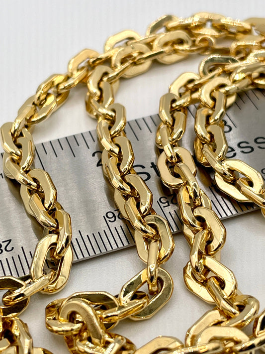 18K GOLD CABLE PARALLEL(6MM)20"22"24", Christmas Gift, Unisex Gold, Birthday Gift, For her, For him, Anniversary Gift, Real Gold Necklace.