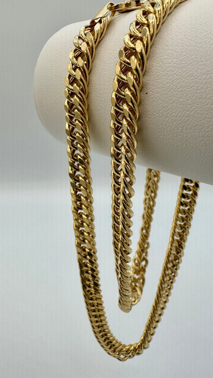14K Solid Gold Curb Chain Necklace, Solid 14K Real Gold Curb Links Miami Cuban Chain for Men/Women, 7mm-thick Solid Gold Chain for Him/Her!