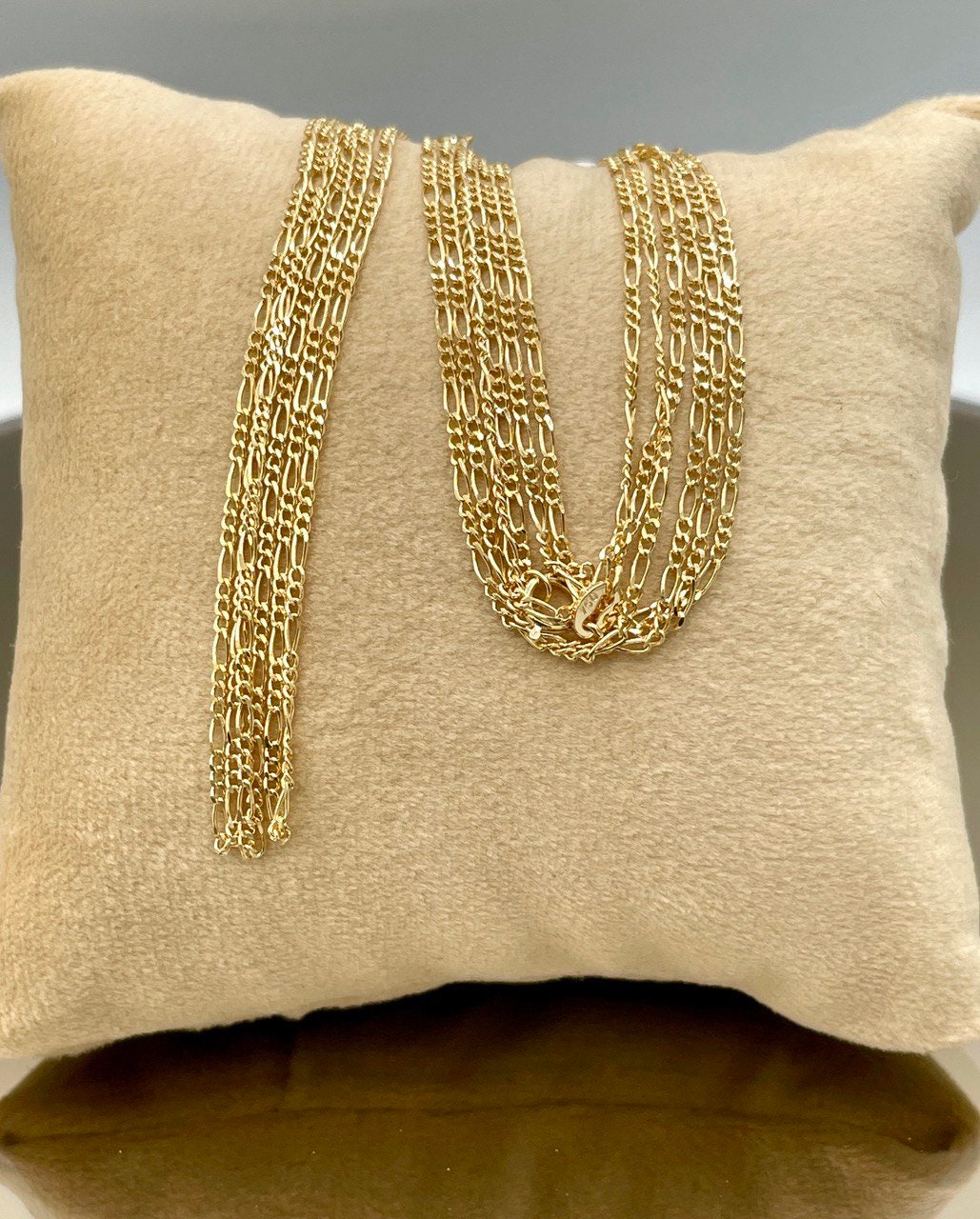 18K Solid Gold Figaro Chain Necklace, Real 18K Gold Figaro Monaco Links Chain, Pure 18K Gold, Gold Chain For Men/Women, Beautifully Crafted!