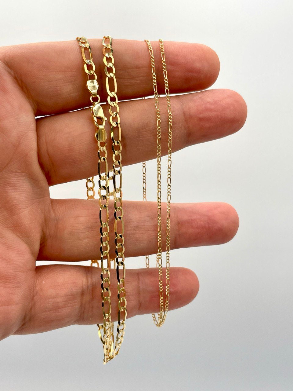 18K Solid Gold Figaro Chain Necklace, Real 18K Gold Figaro Monaco Links Chain, Pure 18K Gold, Gold Chain For Men/Women, Beautifully Crafted!