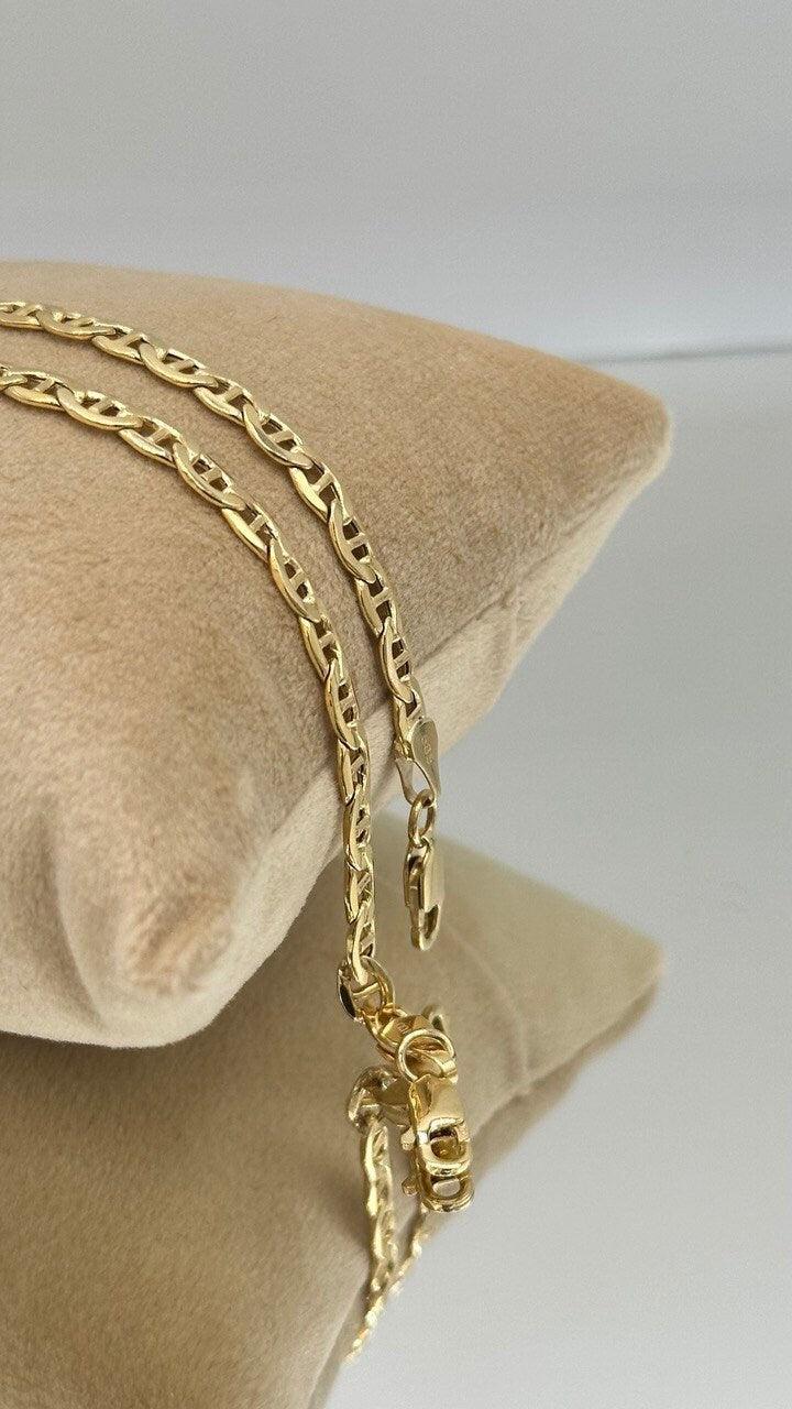 14K Solid Gold Anchor Bracelet Chain,Real 14K Diamond-cut Gold FLAT Anchor Link Bracelet,4.5mm Thick 7" Lengths Anchor Bracelet Men/Women!