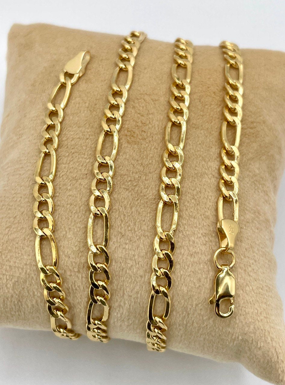 14K Solid Gold Figaro Chain Necklace, Genuine 14K Gold Figaro Link Chain,4.5mm Width, Real Gold 14K Chain for Men & Women, Birthday Gift!