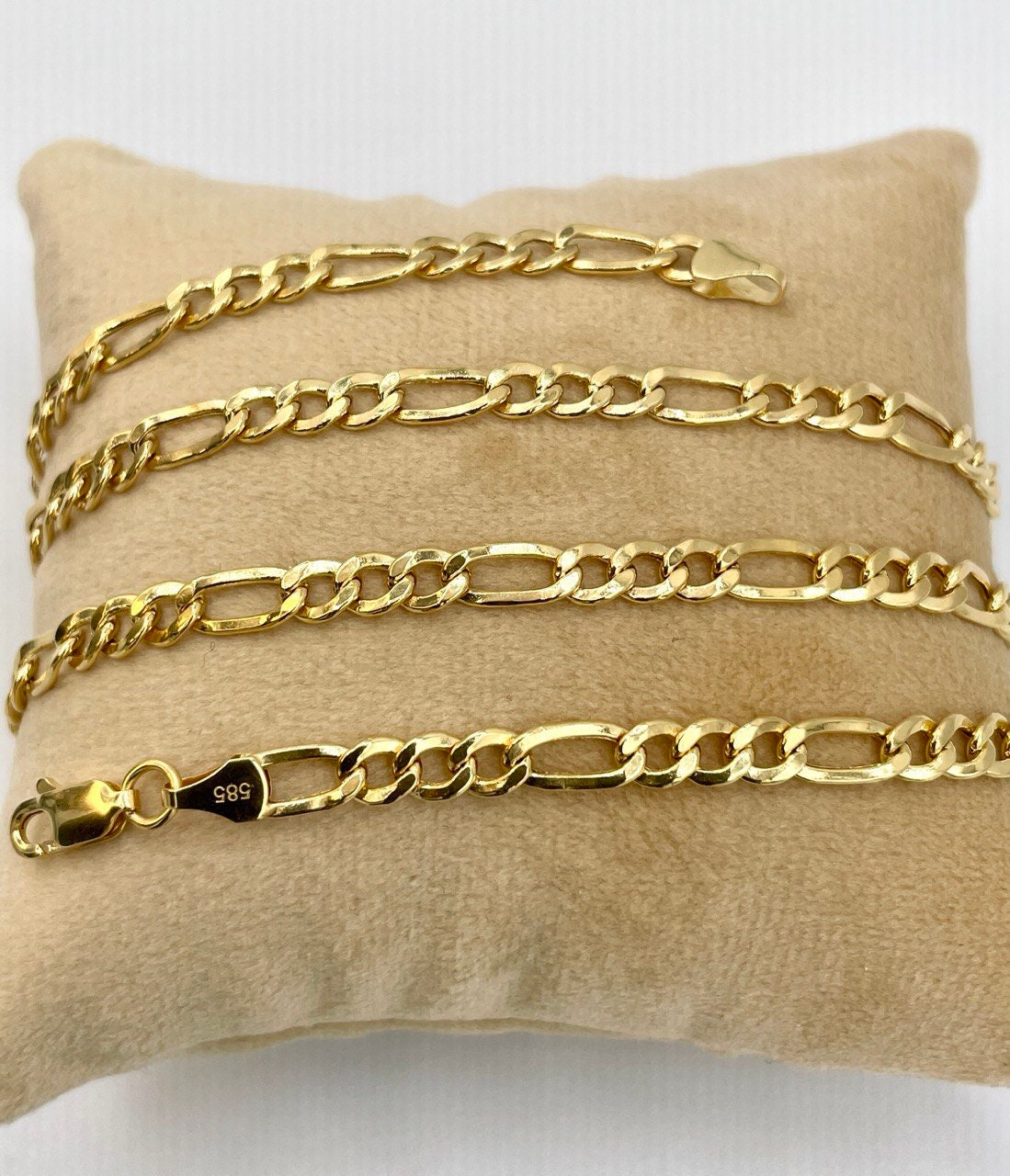 14K Solid Gold Figaro Chain Necklace, Genuine 14K Gold Figaro Link Chain,4.5mm Width, Real Gold 14K Chain for Men & Women, Birthday Gift!